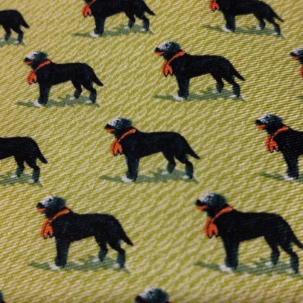 Black Boston Dog with Red Bandana Men's Tie by Rivetz of Boston